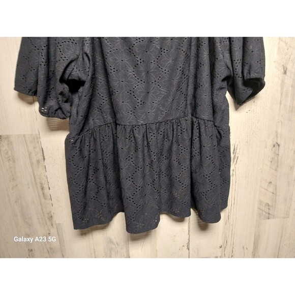 LANE BRYANT Women’s Navy Eyelet 3/4 Sleeve Off The Shoulder Blouse Size 26/28 - Picture 2 of 7